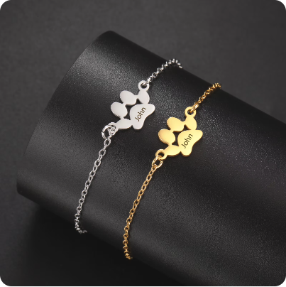 Engraved Paw Bracelet